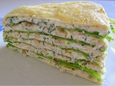 Белковый торт с куриной грудкой...