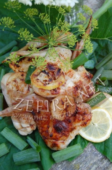 Крылышки на мангале в маринаде с лимоном и вином