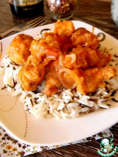 "Курица в кляре и сладко-остром соусе":