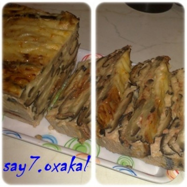 Баклажаново-сырно-чесночный торт