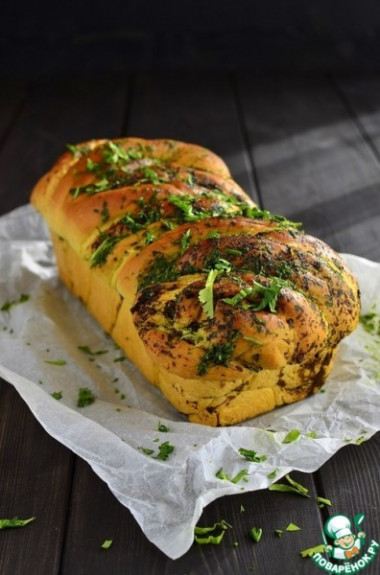 Рецепт "Хлеб чесночный с зеленью":