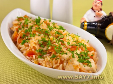Куриное филе с рисом и помидорами