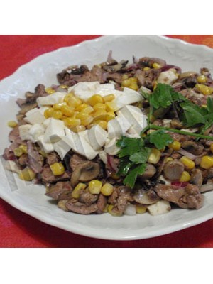 Салат из грибов с печенью