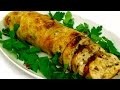Куриный рулет с грибами и печенью