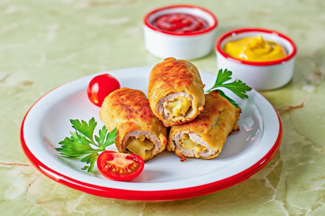 Свиные отбивные рулетики с начинкой из картофеля