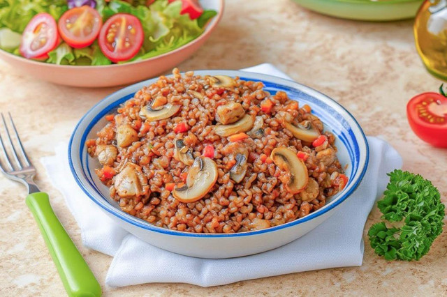 Гречка по купечески с грибами