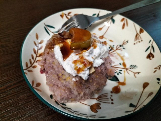 Ячневая запеканка с фруктами и творогом( большая порция)