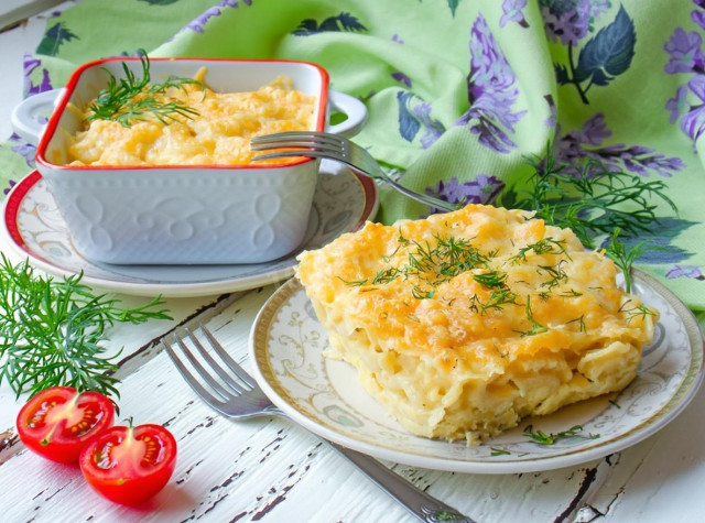 Макароны в духовке с сыром и яйцом