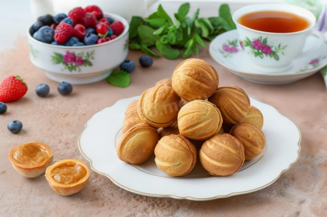 Орешки с вареной сгущенкой в орешнице на газу