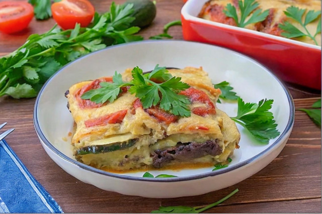 Запеканка из баклажанов с фаршем мясным