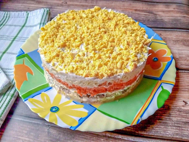 Салат мимоза с плавленным сыром