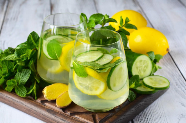 Напиток для похудения имбирь огурец лимон мята