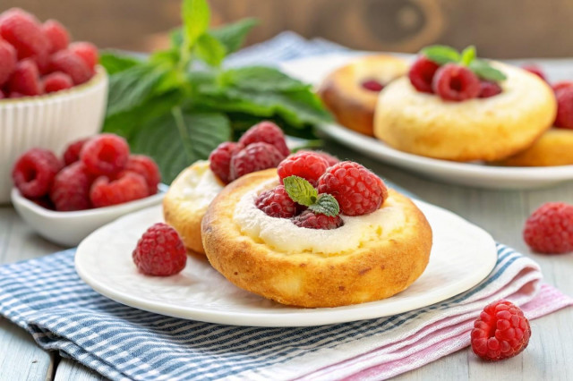 Ватрушки с малиной и творогом