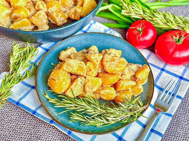 Картошка в сметане с чесноком