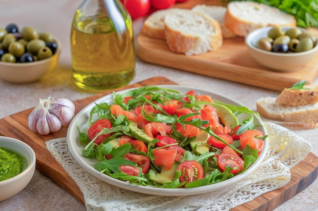 Салат с авокадо и красной рыбой