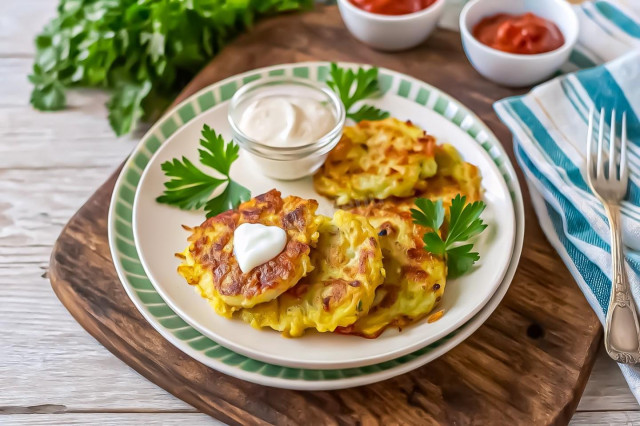 Драники с ветчиной и сыром