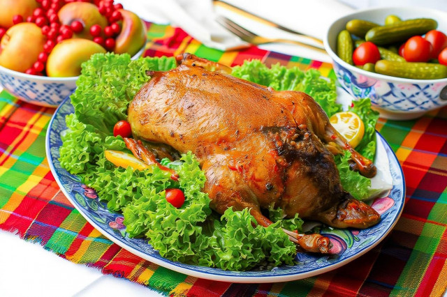 Утка фаршированная гречкой в духовке