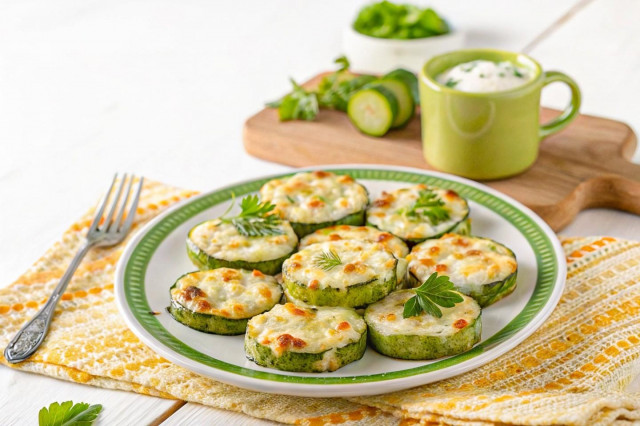 Кабачки кружочками с майонезом в духовке
