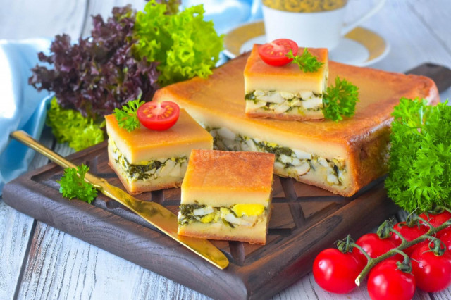 Заливной пирог из теста на сливочном масле с яйцом в духовке