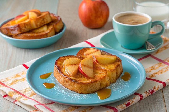 Французские сладкие гренки с корицей и яблоками