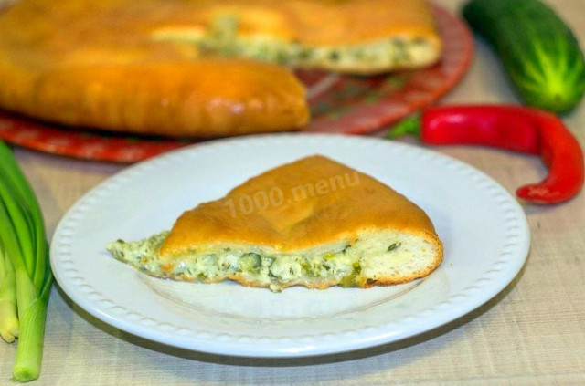 Осетинский пирог с сыром и зеленью домашний