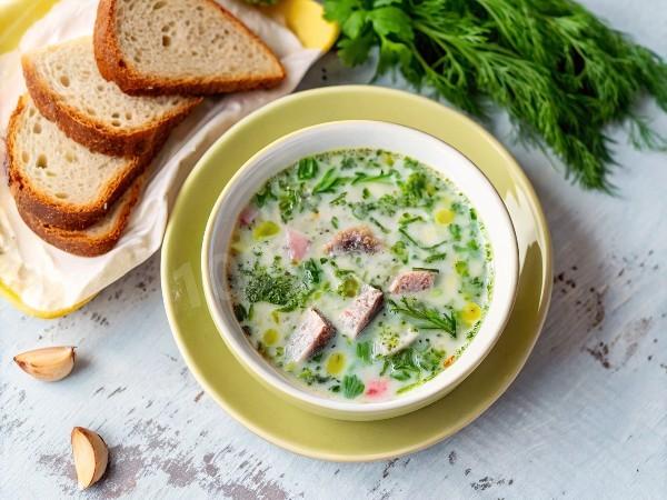 Окрошка с селедкой на квасе