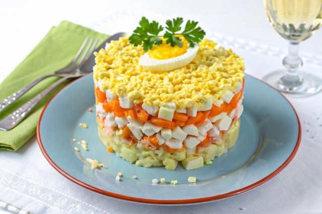 Салат Адмирал с кальмарами