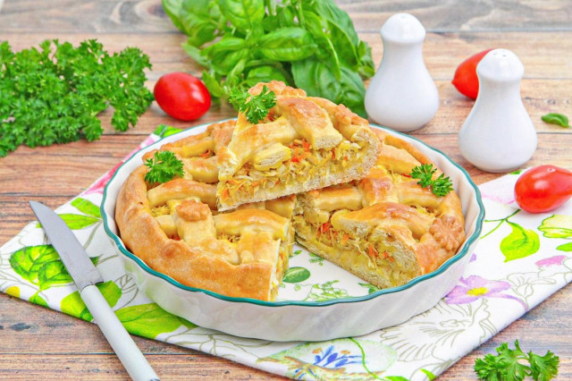 Бездрожжевой пирог с капустой в духовке