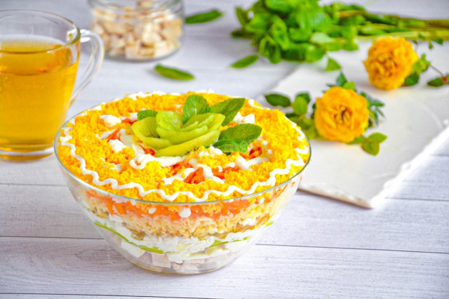 Салат Африка киви курица яблоко сыр яйцо