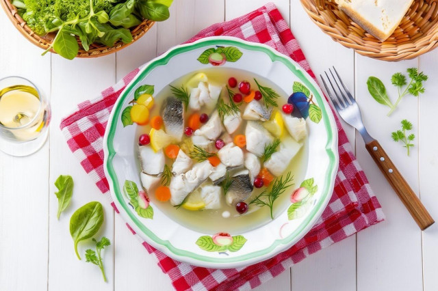 Заливное из судака с желатином