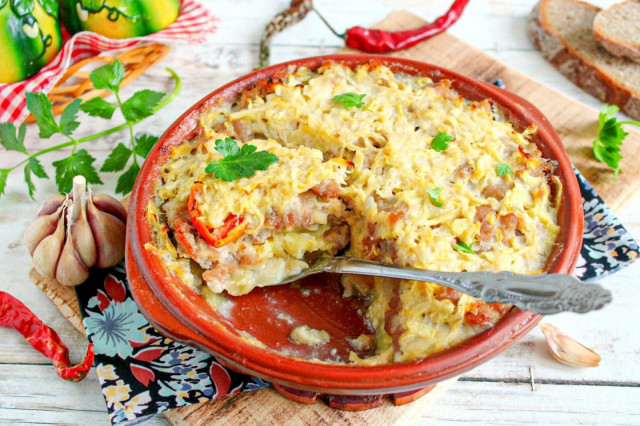 Запеканка из кабачков с фаршем в духовке