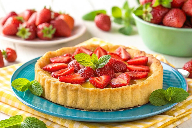 Тирольский пирог с клубникой