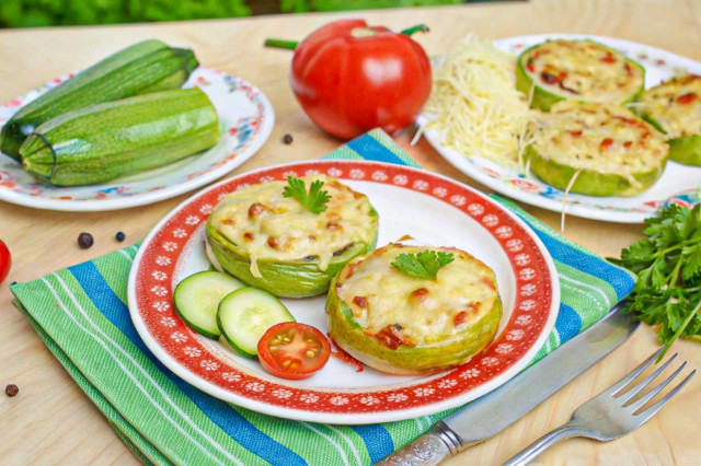 Кабачки фаршированные грибами в духовке