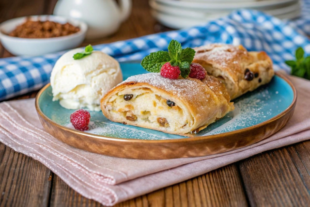 Творожный штрудель из теста фило  нежная выпечка