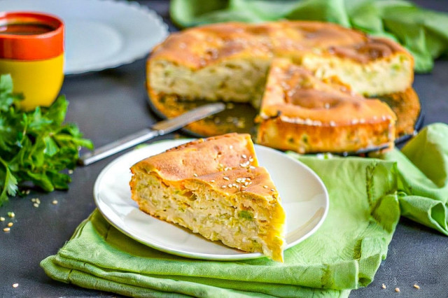 Ленивый пирог с капустой на кефире