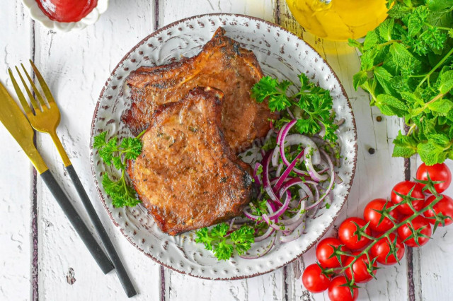 Стейк из свинины в аэрогриле