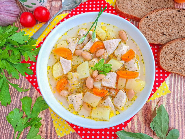 Суп с белой фасолью консервированной с курицей