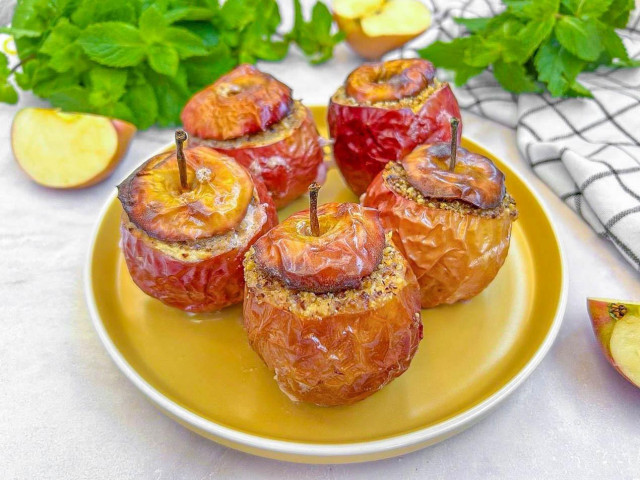 Яблоки с творогом в аэрогриле