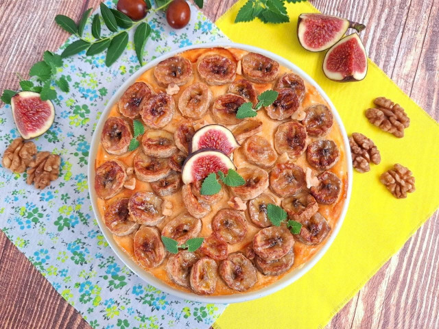 Творожная запеканка с бананом в аэрогриле