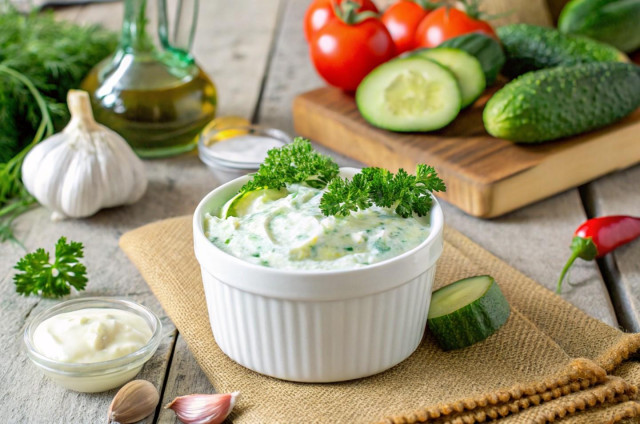 Соус с майонезом и свежими огурцами