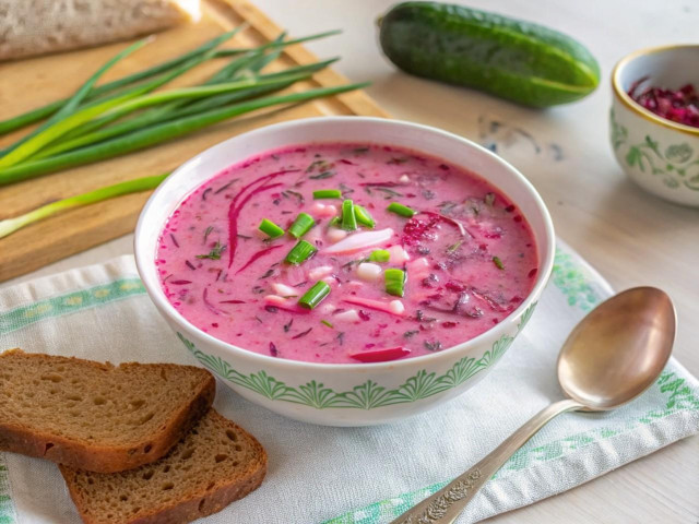 Окрошка со свеклой на кефире