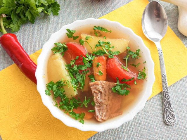 Классическая шурпа из говядины густой суп с овощами