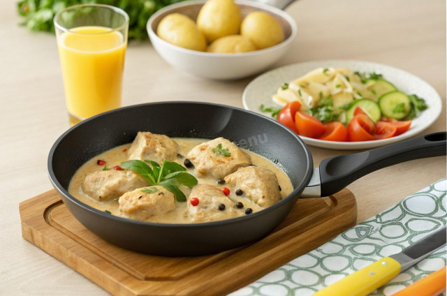 Курица тушеная в сливках