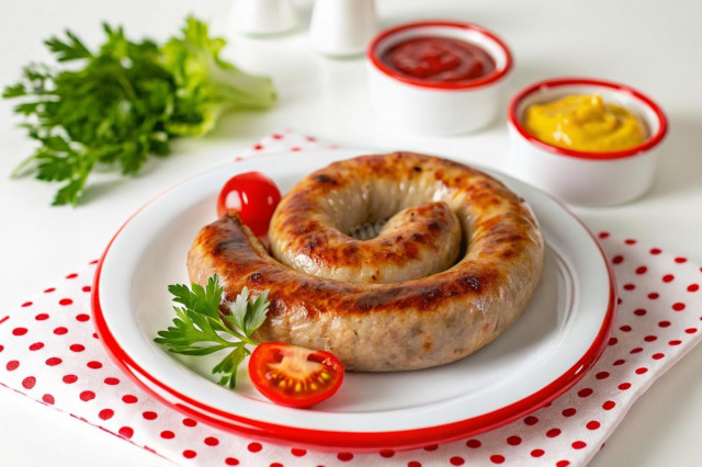 Домашняя колбаса из свинины в кишках
