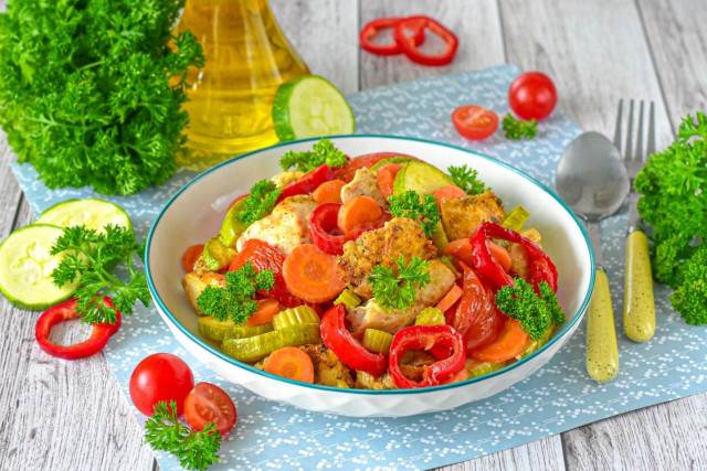 Курица с овощами в аэрогриле