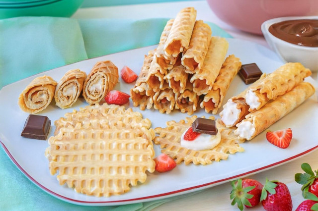 Вафли тонкие в электровафельнице