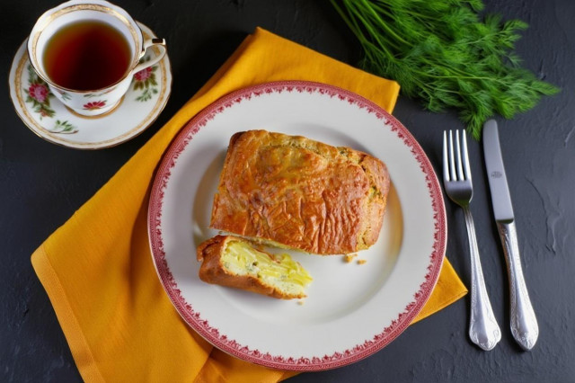 Заливной пирог с картошкой на кефире