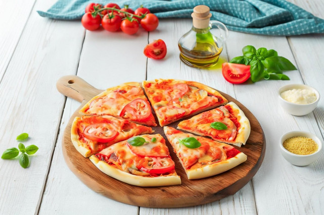 Пицца на тонком тесте без дрожжей