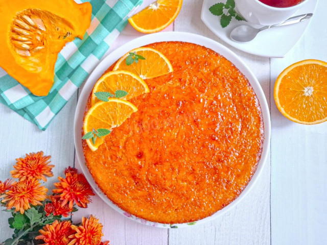 Манник с апельсином на кефире с тыквой