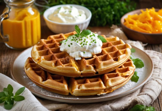 Несладкие венские вафли с творогом и сыром